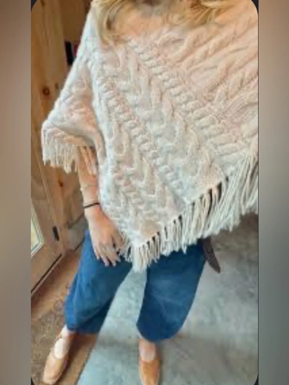 The Banana Republic Angora Lambswool Cable-Knit Poncho Sweater. Size small